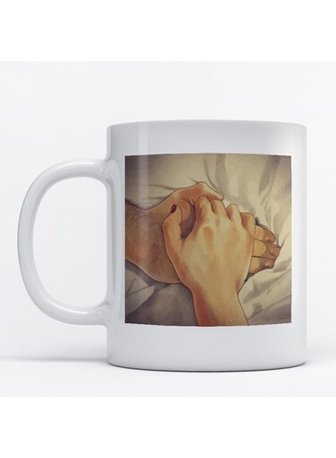Hands Printed Mug White/Beige/Yellow