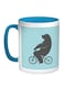 Bear Driving A Bicycle Printed Coffee Mug Blue/White/Grey 11ounce