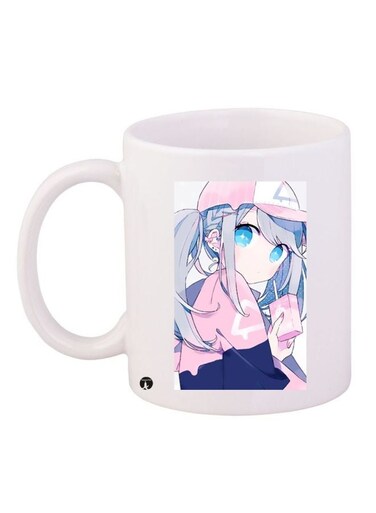 Cartoon Printed Coffee Mug White/Pink/Blue 11ounce