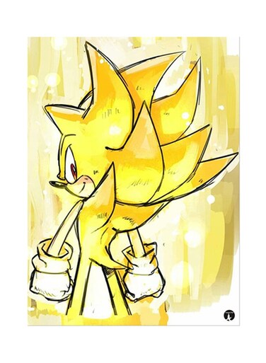 Video Game Sonic Metal Plate Poster Yellow 15 x 20cm