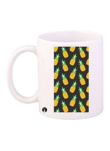 Pineapples Printed Coffee Mug White/Yellow/Black