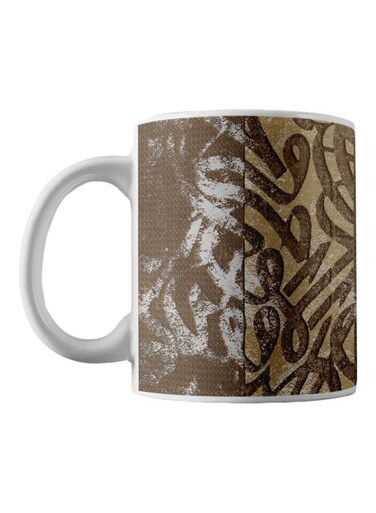 Typoghraphy Art Printed Ceramic Mug Brown/Beige/White