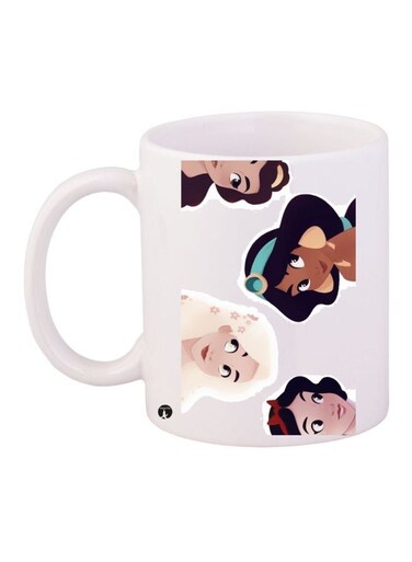 Cartoon Girl Printed Coffee Mug White/Brown/Beige 11ounce
