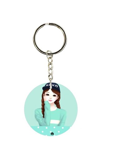 Double Sided Girl Printed Keychain