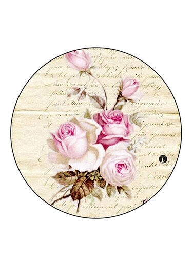 Flowers Printed Fridge Magnet Round Multicolour