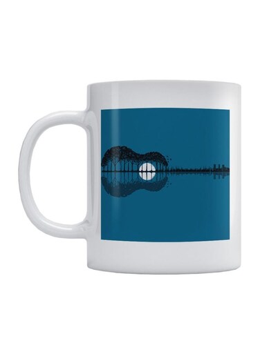 Guitar Printed Mug White/Blue/Black