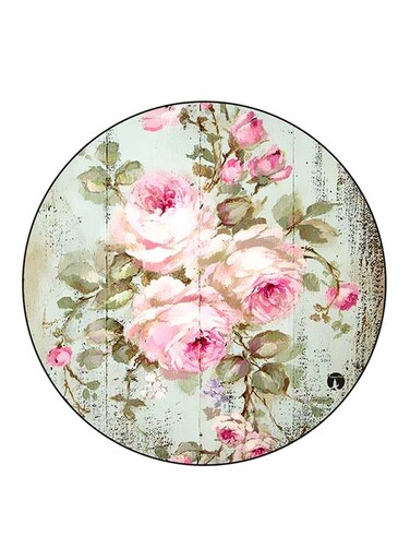 Flowers Printed Fridge Magnet Round Multicolour