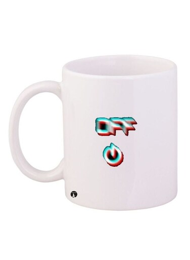 Off Printed Ceramic Coffee Mug White/Green/Red 11ounce