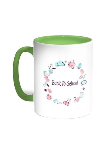 Back To School Printed Coffee Mug Green/White 11ounce