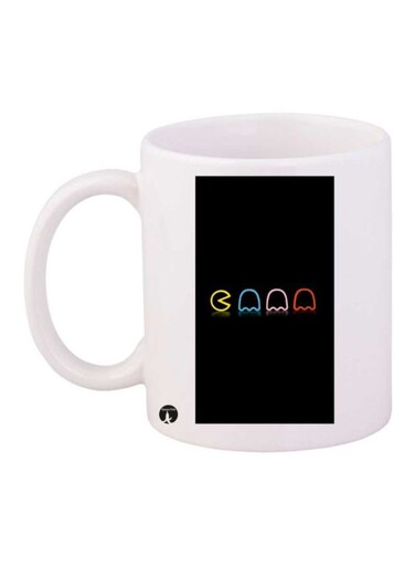 The Video Game Pac Man Printed Mug White/Black/Orange Standard Size