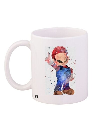 Cartoon Printed Ceramic Coffee Mug White/Blue/Red 11ounce