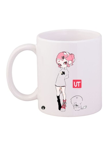 Cartoon Printed Coffee Mug White/Pink/Black