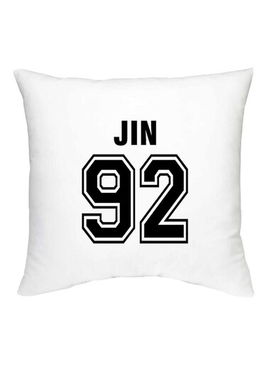Decorative BTS Jin Printed Cushion satin White/Black