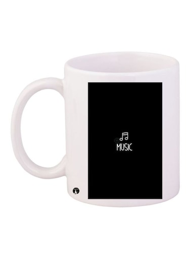 Music Printed Coffee Mug White/Black 11ounce
