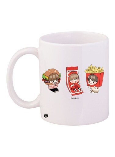 Anime Printed Coffee Mug White/Red/Brown 11ounce