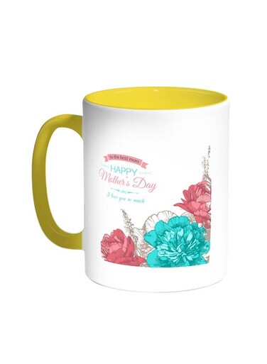 Happy Mother's Day Printed Coffee Mug Yellow/White 11ounce