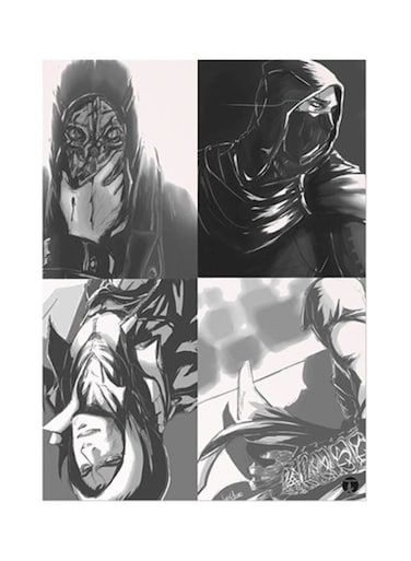 Metal Assassin's Creed Plate Poster Black/White/Grey 15x20cm