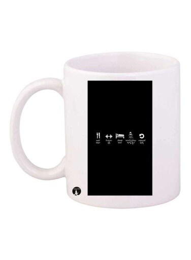 English Phrases Printed Mug White/Black Standard Size