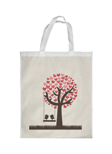 Romantic Printed Shopping Bag White