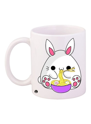 Cartoon Printed Coffee Mug White/Yellow/Purple 11ounce