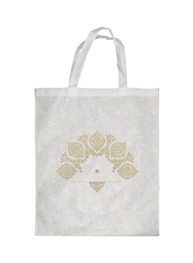 Decorative Drawings Printed Shopping Bag White/Gold