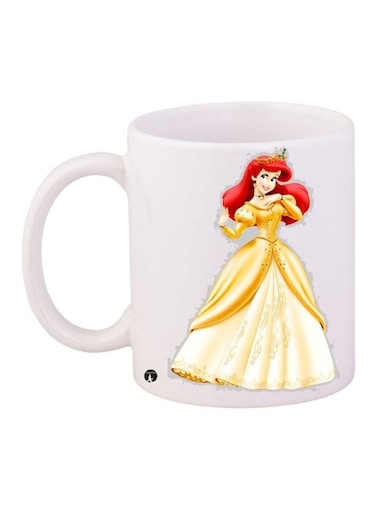 Princess Ariel Printed Coffee Mug White/Beige/Red 11ounce