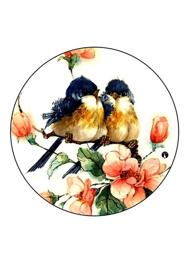 Birds Printed Fridge Magnet Round Multicolour