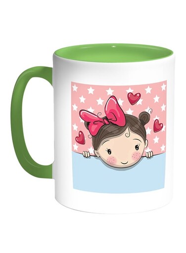 Little Girl Printed Coffee Mug White/Green 11ounce