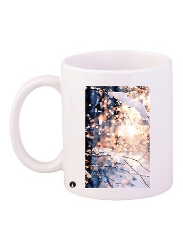 Snowy Printed Coffee Mug White/Beige/Blue 11ounce