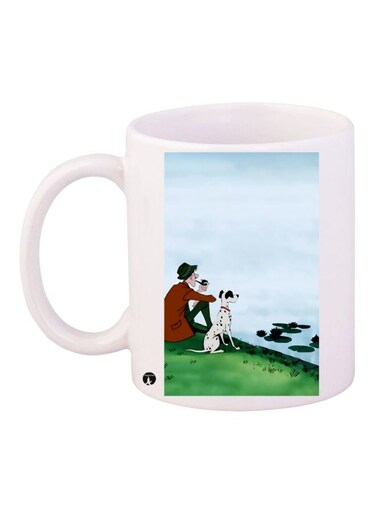 Cartoon Printed Coffee Mug White/Blue/Green 11ounce
