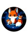 Foxes Printed Fridge Magnet Round Multicolour