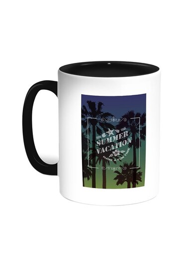 Summer Vacation Printed Coffee Mug Black/White 11ounce