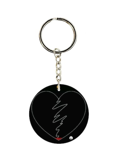 Double Side Heart Printed Keychain