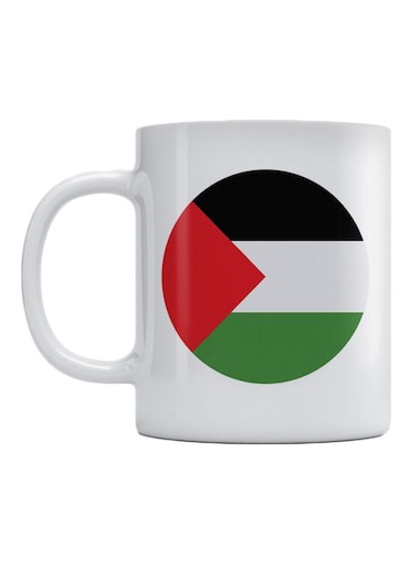 Palestine Flag Printed Ceramic Mug White/Black/Red 350ml