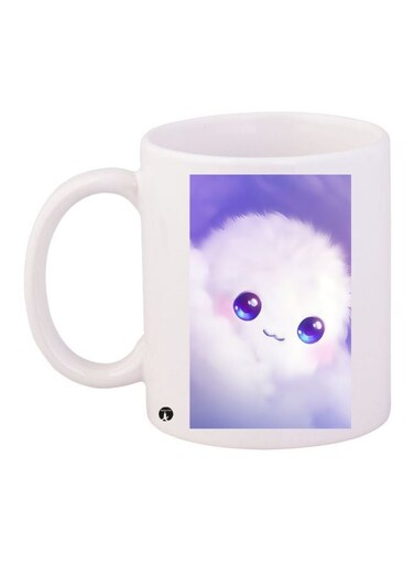 Cartoon Printed Coffee Mug White/Purple 11ounce