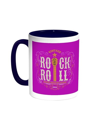 Rock And Roll Printed Coffee Mug Blue/White 11ounce