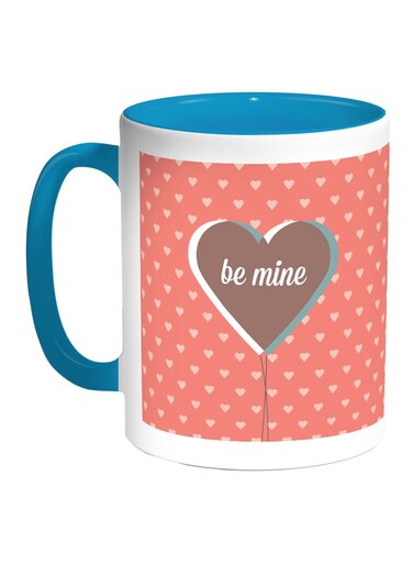 Be Mine Printed Coffee Mug Turquoise/White/Pink