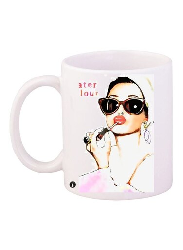 Cartoon Printed Coffee Mug White/Beige/Black 11ounce