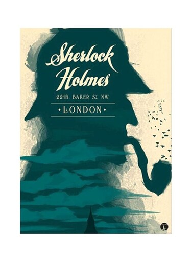 Metal Sherlock Themed Plate Poster Green/Beige 15x20cm