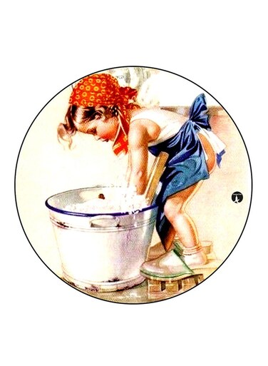 Vintage Art Printed Fridge Magnet Round Multicolour