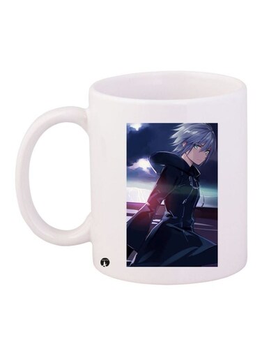 Anime Printed Coffee Mug White/Black/Grey 11ounce