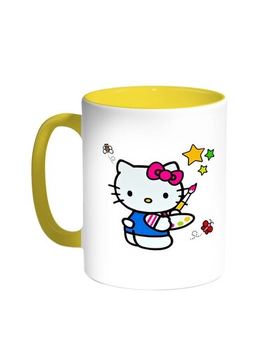 Hello Kitty Printed Coffee Mug Yellow/White 11ounce