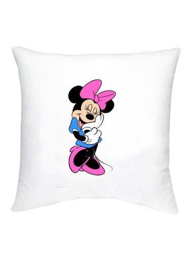 Minnie Mouse Printed Decorative Cushion White/Pink/Blue 16x16inch