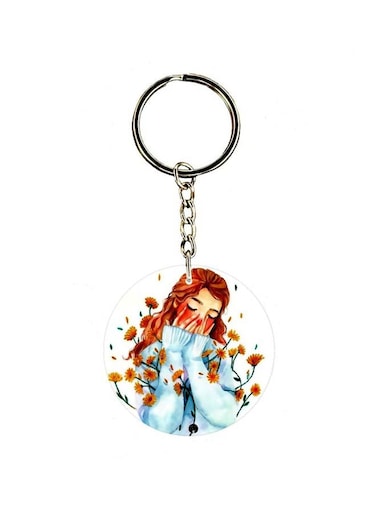 Girl Printed Double Sided Keychain