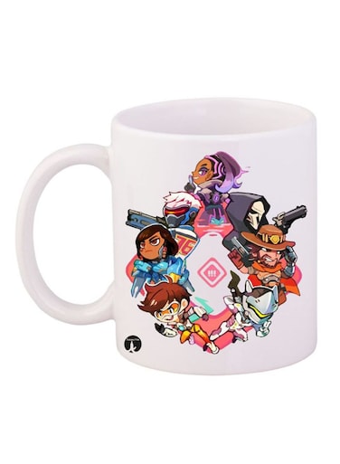 Overwatch Printed Coffee Mug White/Brown/Purple 12ounce