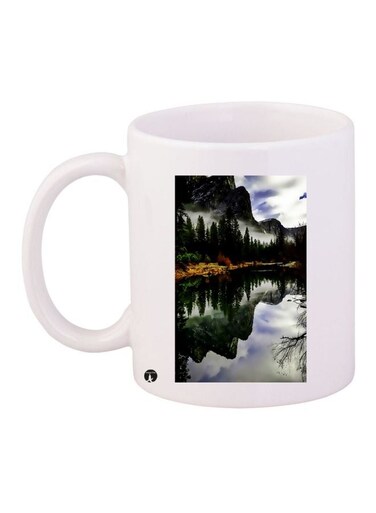 Mountains Printed Coffee Mug White/Green/Blue 11ounce