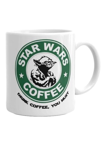 Star Wars Coffee Printed Ceramic Mug White/Green/Black Standard