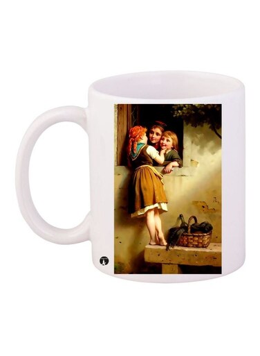 Girls Printed Coffee Mug White/Brown/Red 11ounce