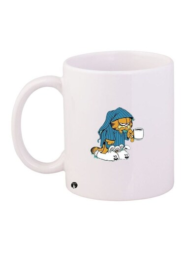 Garfield Printed Coffee Mug White/Blue/Yellow 11ounce