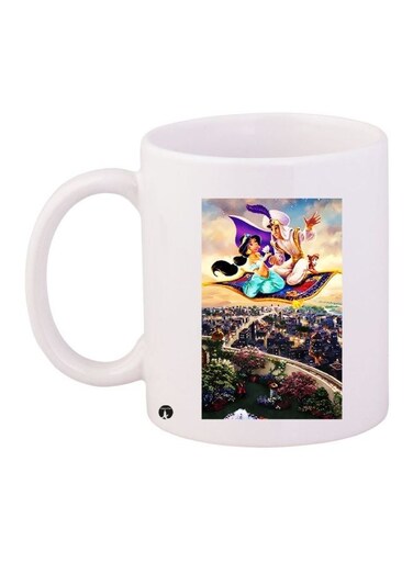 Aladdin Printed Coffee Mug White/Green/Beige 11ounce